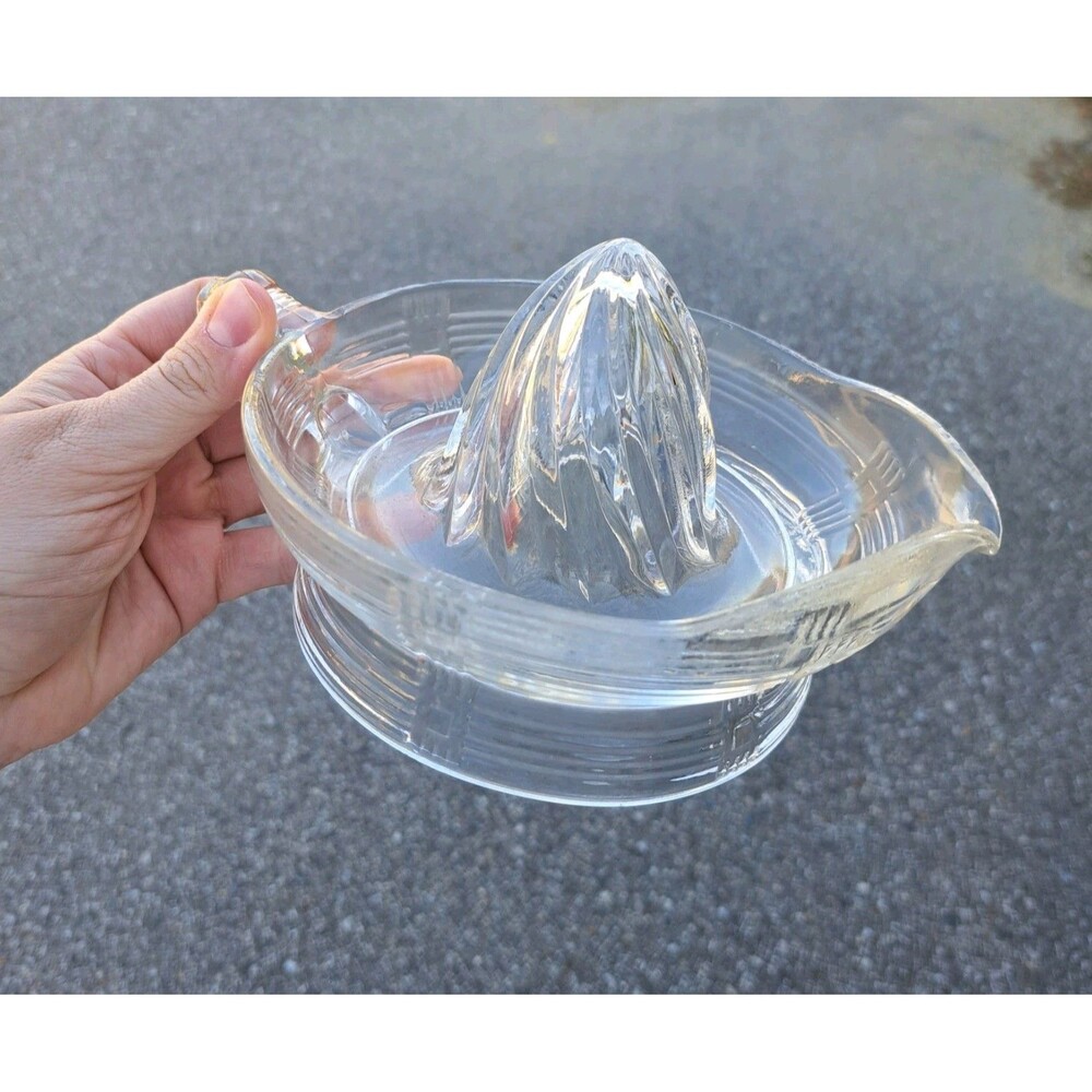 Vintage 1930's Hazel Atlas Clear Depression Glass Criss-Cross Reamer Juicer 40's